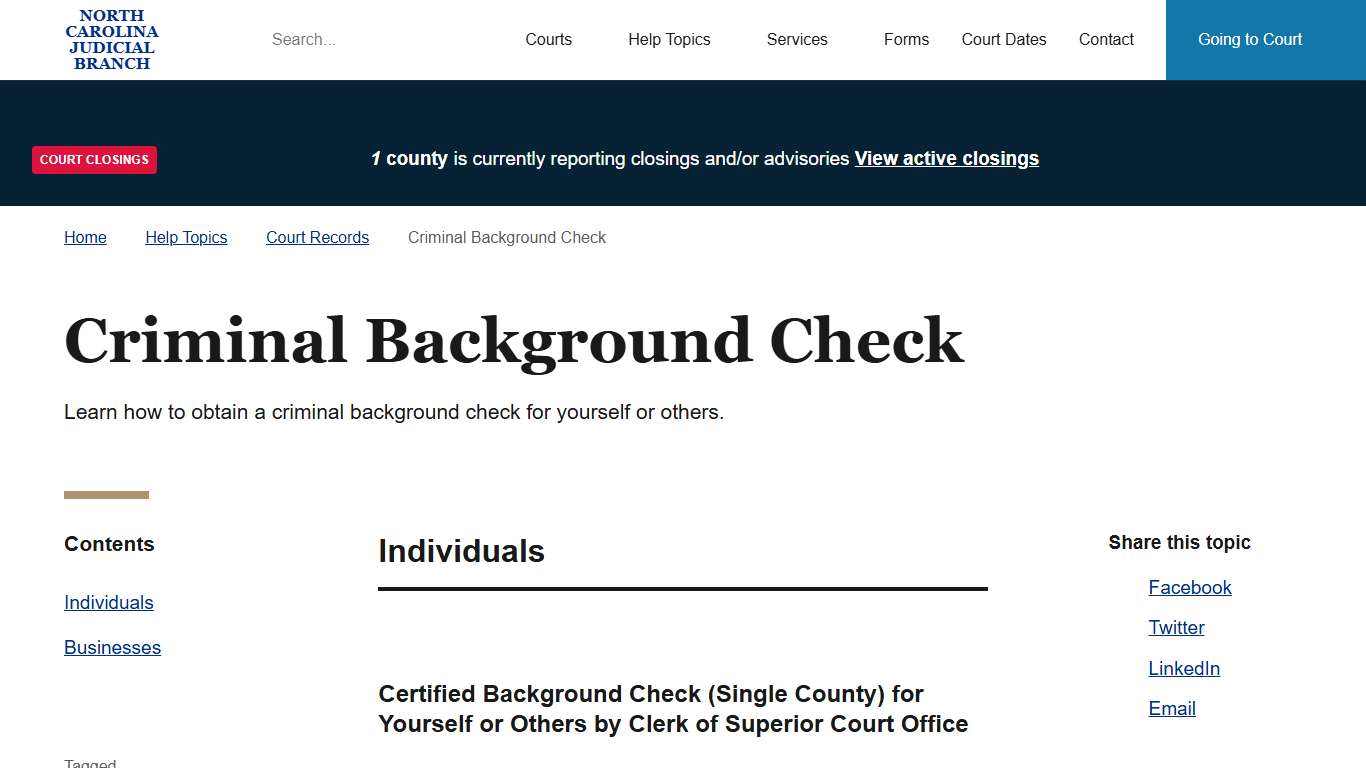 Criminal Background Check | North Carolina Judicial Branch