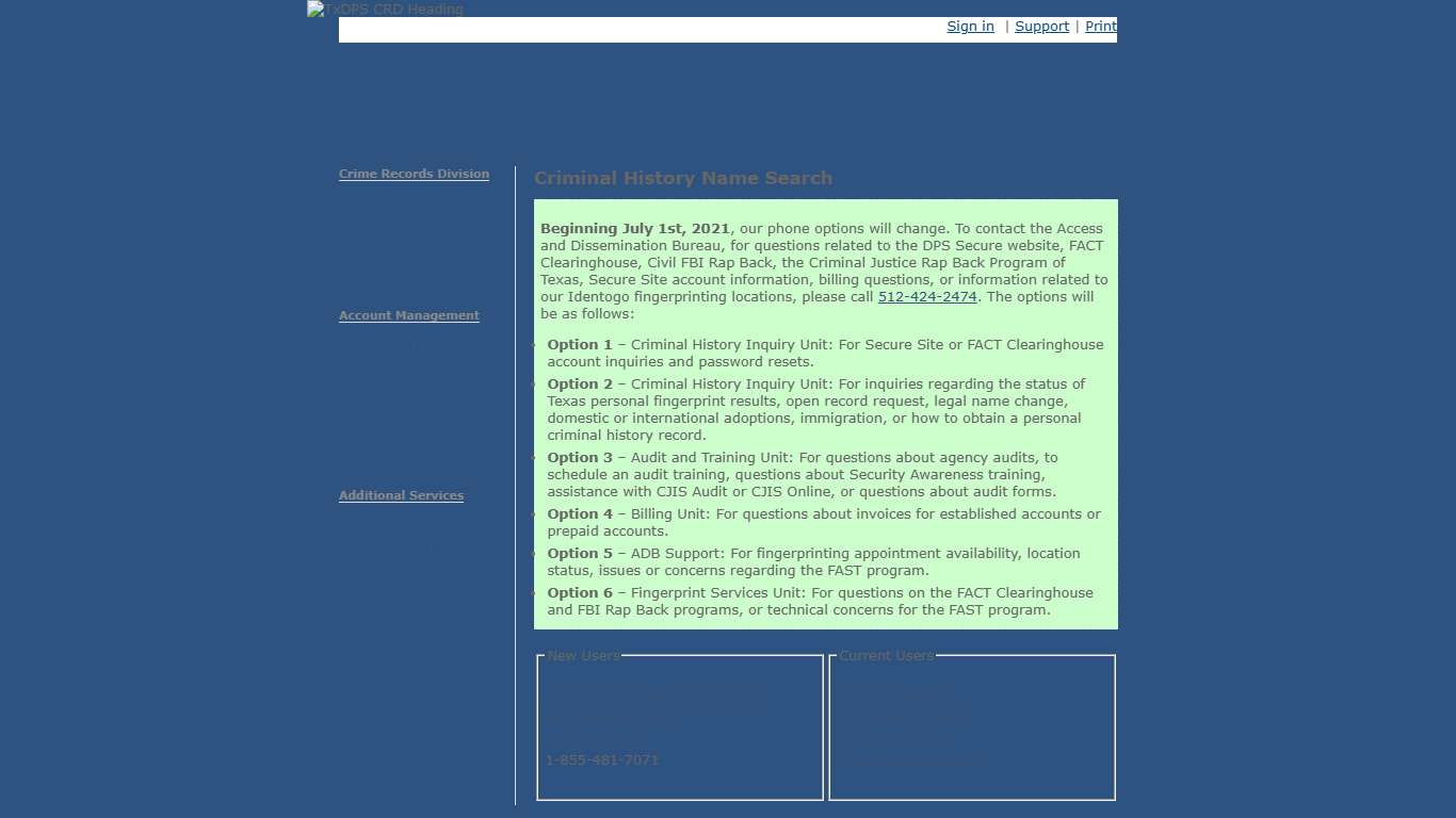 Criminal History Name Search | TxDPS Crime Records Division